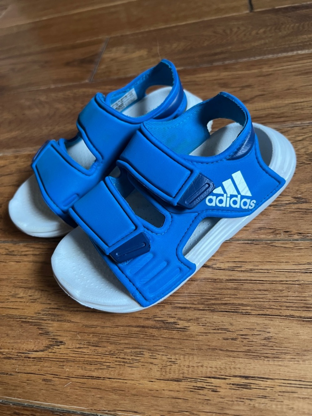 adidas Kids Blue and White Dual-Strap Sport Sandals